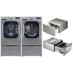 LG SideKick Laundry Package (Front Load Washer, Electric Steam Dryer & Pedestals) - Grey