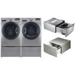 LG SideKick Laundry Package (HE Front Load Steam Washer, Electric Steam Dryer & Pedestals) - Grey