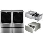 LG SideKick Laundry Package (HE Front Load Steam Washer, Electric Steam Dryer & Pedestals) - Silver